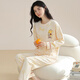 Cat men pajamas women pure cotton spring and autumn long-sleeved trousers loose, comfortable and cute casual, can be worn outside home clothes cotton suit 9901 Xingxiong L [recommended 95-115Jin [Jin equals 0.5 kg]]