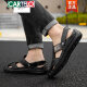 Katile Crocodile Trendy Brand Sandals de cuero para hombres Sandalias de piel de vaca Summer al aire libre sin deslizamiento sin deslizamiento Sobre calzado de playa de suela suave de lujo NUEVO Producto marrón A689 41