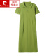Pierre Cardin Polo Neck Kleid reines Baumwollwesen Sommer-Revers mit mittlerer Länge lockerer Großversion Slim Mode T-Shirt Rock Schwarz 9859 Modell L 110120jin [Jin ist gleich 0,5 kg]