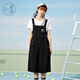 Zihan (ZIHAN) fashion suit short-sleeved round neck T-shirt suspender dress two-piece youth college black-1 M