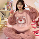 Pei Shiyan Pyjamas für Frauen Korallen Velvet Winter 2024 Neues samt verdickte Flanellmädchen Große Kinder warme Set Außerhalb xx4873/c Samt verdickte Set M 160C75-95jin [Jin gleich 0,5 kg]