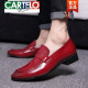 Katile Crocodile 2022 Neue Herren-Freischuhe koreanische Business-Lederschuhe im Koreaner-Stil mit einem Fuß faulen spitzen Lederschuhen Hochzeitsschuhe Männer 183-9715 Brown 38
