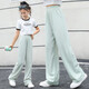 
Ikano I.KARNOW girls wide-leg pants children's summer new ice silk pants girls casual suit thin pants big children's summer trousers 15277 blue 140