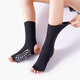 Huodiniao Yoga Socks Professional Floor Socks Open-Toe Anti-Slip Fitness Socks Women's Indoor Five-Finger Pilates Socks Dance Adult Socks Black-Long Fingerless Sleeve Heel