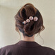 Tang Funi's simple pearl one-word hairpin twist clip for women 2025 new style high-end grabber hairpin hairpin headwear on the back of the head, light coffee color - 4 beads twist clip