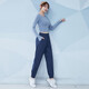 Fanstick Yoga Suit Women's Long Sleeve Slimming Pilates Training Suit Breathable Fitness Suit Casual Running Sports Suit Light Blue + Sapphire Blue Two-piece Set TC27636 L (Recommended 105-120 Jin Jin equals 0.5 kg)