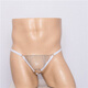 Men's thong one strap sexy transparent pouch gun bullet separation hoop tassel lace physiological underwear men's sex toy white one size