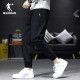 Jordan sports pants men's hoodie pants trousers autumn and winter plus velvet warm casual trousers closed running knitted pants men 1390R black/quick drying-zipper pocket S 165/70A