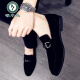 Woodpecker 2025 new spring one-legged lazy bean shoes men's British pointed toe casual leather shoes matte leather trendy shoes 866 green 42