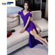 Miaopu le nachtclub sexy kleid rein und sexy nachtclub schlitz long sack abendkleid Frauen 2023 neuer Stil schwarz 3883 2xl