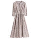 Jymmu Guangzhou Dreizehn lange Frauenkleid High-End-Sommer-Baumwolle und Linien Neue Stiltemperatur siebenmini-Sleeve Blumenrock für Frauen Big Beige L 115-125jin [Jin entspricht 0,5 kg]