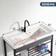 Yaowanxi Balkon Waschspüle Keramik Waschbecken Edelstahlhalterung Waschbecken Waschbecken mit Waschbrettbalkon Ultra-tiefe Waschbecken 1048 Einzelbecken mit Drainage