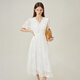 
Fan Silan White Embroidered Embroidered Dress for Women Summer 2024 New Tea Break French Fairy Dress 12397 White XL