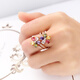Qinhenghui guaranteed price official tourmaline ring for women sweet and fashionable rose gold twin sunflower colorful 6# 16mm