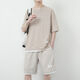 
Hair funny clothes for men in summer waffle ice silk short-sleeved T-shirt for men in sports fake two-piece short-sleeved casual suit men's clothing set with handsome half-sleeved solid color gray apricot color (X3880 set) xs 30Jin[Jin equals 0.5 kg]