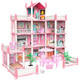 BTOP Juguetes para niños Jugar a las niñas Little Princess Villa Castle Casa de cumpleaños Casa de muñecas Regalos de Navidad [Villa 1 Luz + 2 bebé] Segundo piso 2 dormitorios 1 terraza