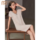 Modal nightgown with breast pad for women summer modal cotton 2022 new dress loose large size fat MM200Jin[Jin equals 0.5 kg] Black (fabric upgraded model - with breast pad) 1203 with pocket M [70-90Jin[Jin equals 0.5 kg]]
