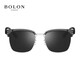 BOLON Tyrannosaurus Glasses Polarized Sunglasses Retro Eyebrow Frame Fashion Sunglasses Trendy Driving Mirror Men's Shade BL6105 D10-Dark Mercury
