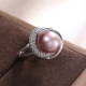Demi jewelry large grain plump pearl powder purple freshwater pearl ring S925 silver 9-10mm