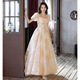 Noliti French evening dress 2025 new high-end champagne color light luxury niche adult gift student day art exam host champagne color long L