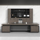 Dilin boss desk desk supervisor manager desk simple modern office furniture leadership table and chair combination single executive desk ebony wood with iron gray (long cabinet on the right) 2 meters including double side cabinets + chairs + 2.4 meters bookcase