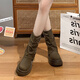 Xingchangwang Martin Bottes pour les femmes en automne et hiver British Style 2025 Nouvelle rétro épaisse semelle Mid-tube Boots polyvalent et confortable Boots haut de gamme brun 37 taille