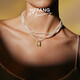 HEFANG He Fang jewelry gilt sugar cube three-layer chain clavicle chain light luxury high-end birthday gift for girlfriend yellow