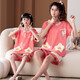 
Langsha parent-child mother-daughter clothing pajamas women summer short-sleeved thin cotton home clothing girls summer girls student suit LM6627 XL women 165-170CM/115-135Jin[Jin equals 0.5 kg]