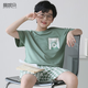 曼妮朵男童睡衣夏季新款短袖男孩纯棉儿童大童全棉薄款青少年家居服套装 N6621【双短】 165 L码建议160-165cm