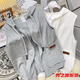 Van Zheshas neue ärmelloses Weste Sweatshirt für den Frühling, Frauen mit Kapuze -Strickjacke für Frauen koreanische Style Reißverschluss Nische Top 841 Grau vertikaler Pferd Clip XL 175