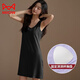 Cat Man (MiiOW) pure cotton nightgown with breast pad integrated home clothes for women with breast pads for women's vest dress for women in summer 2025 new style [nightskirt] Deep coffee 11979 with breast pad M suitable for weight 80-100 Jin [Jin equals 0.5 kg]