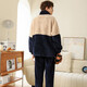 Fenton Couple Pajamas Coral Velvet Autumn and Winter New Warm Double-sided Plush Sports Style Home Clothes Set Sapphire Blue - Men's 2XL