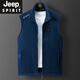 JEEP SPIRIT情侣摇粒绒马甲男女秋冬季无袖坎肩抓绒背心户外保暖开衫立领外套 9277男-深灰 XL