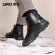 零度Zero马丁靴男秋冬新款高帮加绒保暖棉靴男士潮流百搭工装靴子 黑色 39