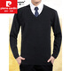 Pier Cardin Herbst- und Winterrunde Hals Pullover Herrenanzug Basis Strick-Pullover Hühner Herzkragen Business Formale Tragen lässiger Herrenkleidung A30-3888 [v] Schwarz 2xl 180