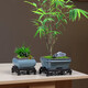 Yuxuantang rétro ge kiln fleur pot céramique argile violette petite feuille rouge nanmu papillon orchidée végétale verte salon intérieur en pot pott-bambou pot