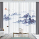 Transparent and opaque 5D three-dimensional ink landscape painting Chinese style gauze curtain for living room, bedroom, study, balcony, tea room partition curtain Thickened and opaque
