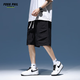 Foss Phil shorts men's summer workwear trendy casual ice silk mid-trousers loose sports five-point pants 9906 black L