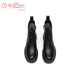 Goldlion thick-soled Martin boots for women new autumn and winter women's boots versatile casual leather boots for women black plush 36