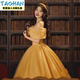 TAO HAN yellow evening dress for women 2024 new high-end light luxury princess Belle same wedding dress French fairy forest yellow S