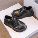 Lu Rang Song Children's Leather Shoes Boys and Girls Performance Shoes British Style Velcro Loafers Spring and Summer Children's Single Shoes Black Single 31 Size 19.3 cm long
