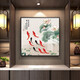 Xiaolulin Chinese style Jiuyu drawing decoration painting restaurant painting study office tea room hanging painting entrance entrance cabinet living room mural 15912 surplus every year porcelain diamond inlaid 90*90 black frame