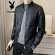 
Jacket Men's Casual Leather Jacket Men's Fall and Winter New Fashion Slim Baseball Collar Motorcycle Leather Jacket Men's Jacket Large Size Casual Top P719 M