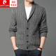 Pier Cardin Marke High-End-Herrenbekleidung Frühling und Herbst Wollmantel mit grünen Obst-Repels für Männer Außenkleidung Pullover dicker Pullover Strickpullover Strickjangel Trendy Strick Schwarz S