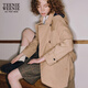 Teenie Weenie stockless bear autumn and winter college style medium-length windbreaker jacket for women Khaki S 160