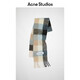 Acne Studios Unisex Plaid Tassel Rainbow Vally Scarf Wool Shawl CA0084 Blue/Beige/Black One Size