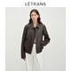 LETRANS Yuanyi Fashionable Sliced Lapel Sheepskin Leather Jacket Women's 2025 New Spring Short Jacket Black L
