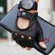 Lootis NOOLDERS men's half-finger retro driving deerskin gloves retro motorcycle riding driving gloves half thin dark brown L size