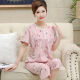 Mu fengqing pijama de madre de mediana edad para mujeres en verano algodón puro pantalones recortados de manga corta más grasa más ropa de gran tamaño para el hogar de mediana edad T3937 XL (115-135Jin [Jin iguala 0.5 kg])