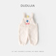 Dudu baby pants winter children's overalls plus velvet girls warm trousers thickened boys cartoon children's casual pants pink 90
